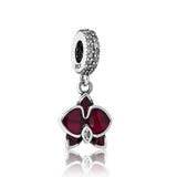 Orchid Pendant Charm Silver 925 CZ Bead DIY Women Jewelry
