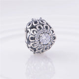 925 Sterling Silver Crystal Flower Bead Bracelet for Women