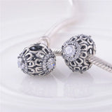 925 Sterling Silver Crystal Flower Bead Bracelet for Women