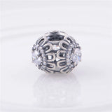925 Sterling Silver Crystal Flower Bead Bracelet for Women