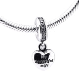 Wife Heart Charms Bracelet 925 Silver CZ Jewelry