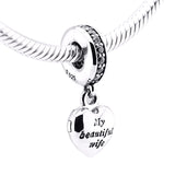 Wife Heart Charms Bracelet 925 Silver CZ Jewelry