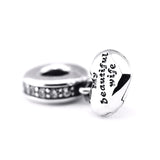 Wife Heart Charms Bracelet 925 Silver CZ Jewelry