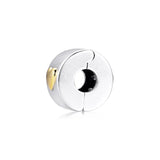 925 Silver Heart Clip Charms with 14K for Woman Bracelets Beads