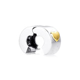 925 Silver Heart Clip Charms with 14K for Woman Bracelets Beads