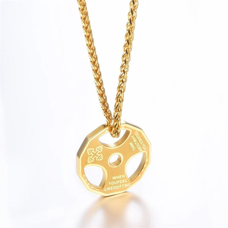 Fitness Dumbbell Pendant Necklace Men's Party Jewelry