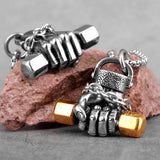 Fitness Dumbbell Men Necklaces Punk Stainless Steel Jewelry