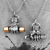 Fitness Dumbbell Men Necklaces Punk Stainless Steel Jewelry