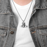 Fitness Dumbbell Men Necklaces Punk Stainless Steel Jewelry