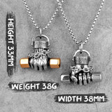 Fitness Dumbbell Men Necklaces Punk Stainless Steel Jewelry