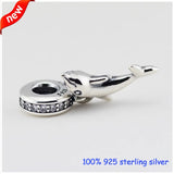 Dolphin Silver Charms with CZ 925 Sterling Silver Beads