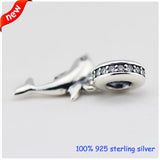 Dolphin Silver Charms with CZ 925 Sterling Silver Beads