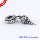 Ice Cream Silver Charm With Red CZ 925 Sterling Silver Bead