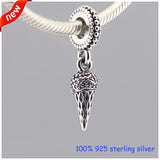 Ice Cream Silver Charm With Red CZ 925 Sterling Silver Bead