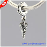 Ice Cream Silver Charm With Red CZ 925 Sterling Silver Bead