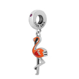 Flamingo Silver Dangle Charms 925 Sterling Silver Beads Women DIY Jewelry