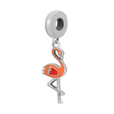 Flamingo Silver Dangle Charms 925 Sterling Silver Beads Women DIY Jewelry