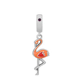 Flamingo Silver Dangle Charms 925 Sterling Silver Beads Women DIY Jewelry