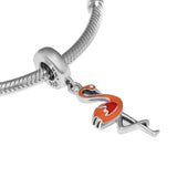 Flamingo Silver Dangle Charms 925 Sterling Silver Beads Women DIY Jewelry