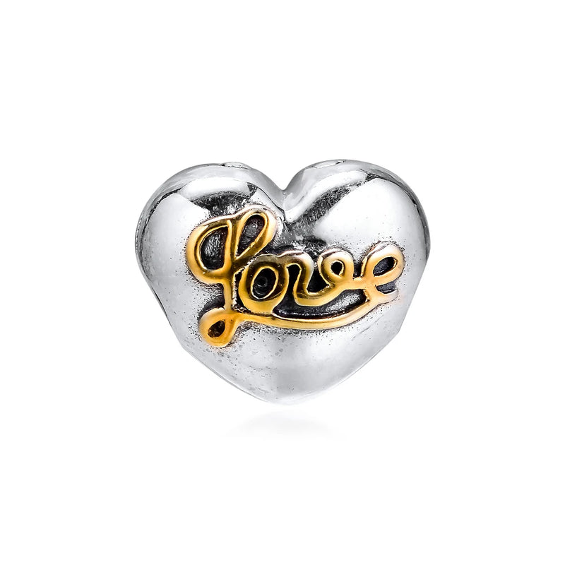 925 Sterling Silver Heart of Love Clip Charm Beads for DIY Women Jewelry