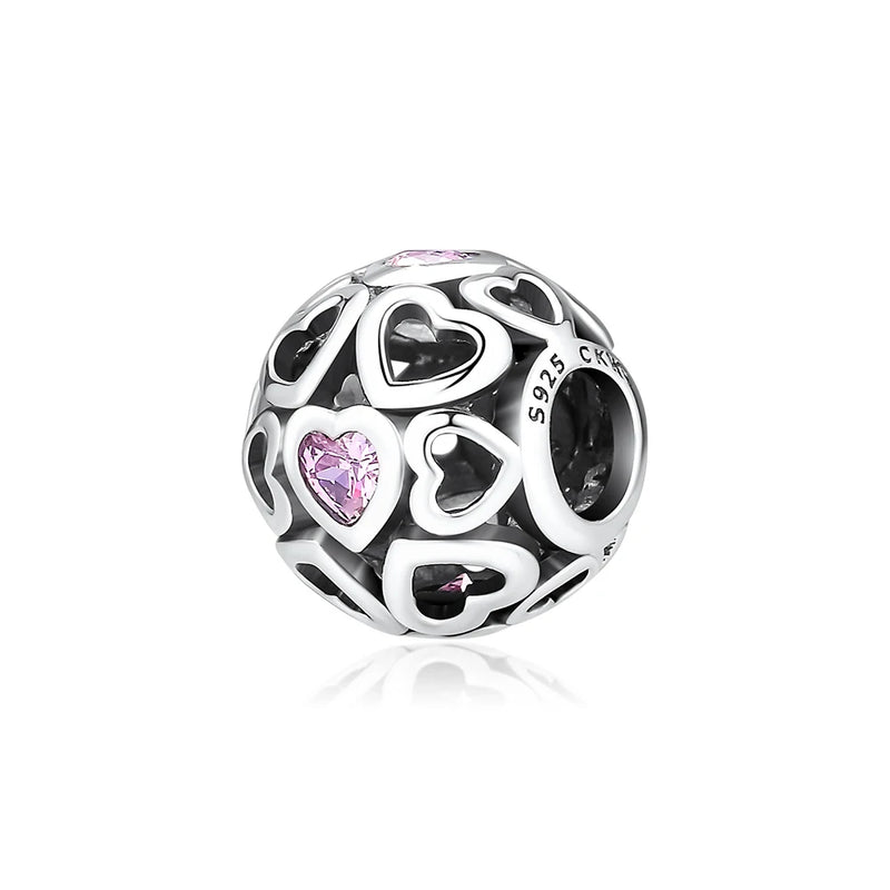 925 Sterling Silver Love Charms Beads for Bracelets, Fits All