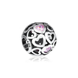 925 Sterling Silver Love Charms Beads for Bracelets, Fits All
