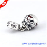 Christmas Ornament Silver Charms Red Enamel 925 Sterling Silver Beads
