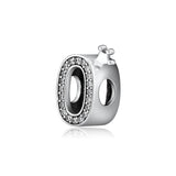 925 Sterling Silver Sparkling Number 0 Charms Beads for Jewelry Making