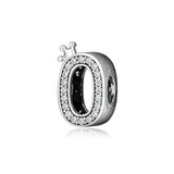 925 Sterling Silver Sparkling Number 0 Charms Beads for Jewelry Making