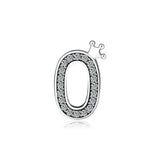 925 Sterling Silver Sparkling Number 0 Charms Beads for Jewelry Making