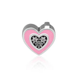 925 Silver Camera Heart Charm with Pink Enamel & CZ Beads