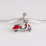 925 Silver Charms Motorcycle Threaded Beads Women DIY Making Jewelry