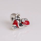 925 Silver Charms Motorcycle Threaded Beads Women DIY Making Jewelry