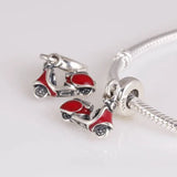 925 Silver Charms Motorcycle Threaded Beads Women DIY Making Jewelry