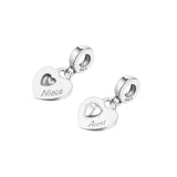Aunt & Niece Split Heart Charm 925 Sterling Silver Beads