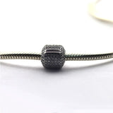 925 Silver Pave Barrel Clip Beads for Charm Bracelets