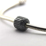 925 Silver Pave Barrel Clip Beads for Charm Bracelets