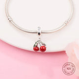 Cherry Fruit Pendants Sterling Silver DIY Charm Women