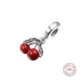 Cherry Fruit Pendants Sterling Silver DIY Charm Women