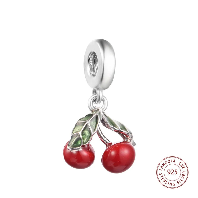 Cherry Fruit Pendants Sterling Silver DIY Charm Women