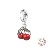 Cherry Fruit Pendants Sterling Silver DIY Charm Women