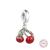 Cherry Fruit Pendants Sterling Silver DIY Charm Women