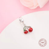 Cherry Fruit Pendants Sterling Silver DIY Charm Women