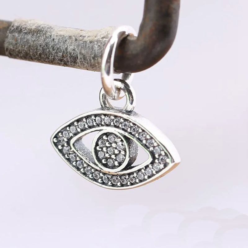 925 Silver Eye with Cz Pendant Charm for Bracelet
