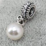 925 Silver Luminous Elegance Beads Charms with Pearl & Clear CZ