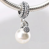 925 Silver Luminous Elegance Beads Charms with Pearl & Clear CZ