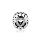 Love Heart Beads Clear CZ 925 Sterling Silver Charms Bracelets
