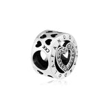 Love Heart Beads Clear CZ 925 Sterling Silver Charms Bracelets