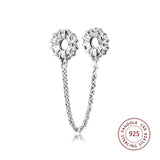 925 Silver CZ Safety Chain Charms Beads for Jewelry Making