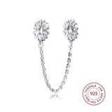 925 Silver CZ Safety Chain Charms Beads for Jewelry Making